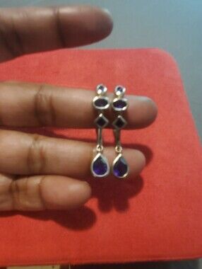 925 Earring's With Purple Stones